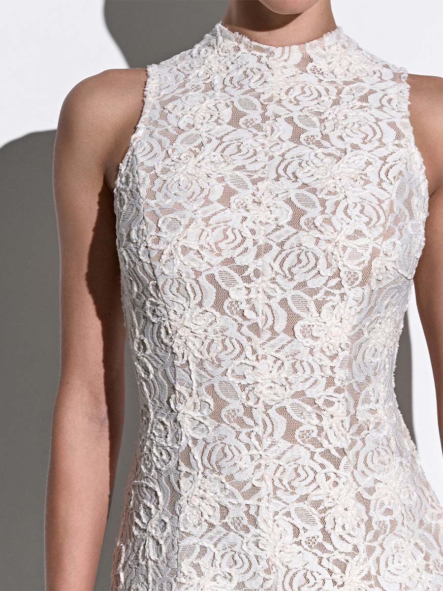 Сукня міді молочного кольору з мережива 1