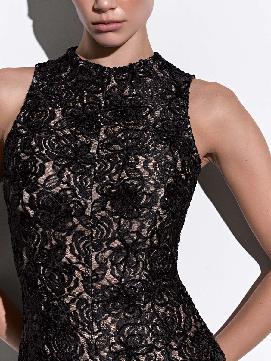 Сукня міді чорного кольору з мережива 1