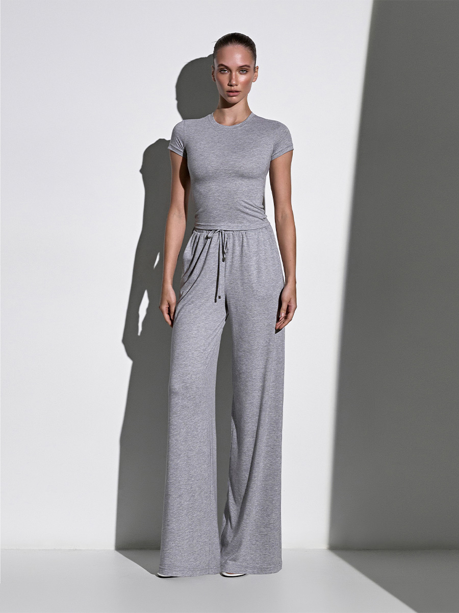 Штани спортивні сірого кольору широкі 1