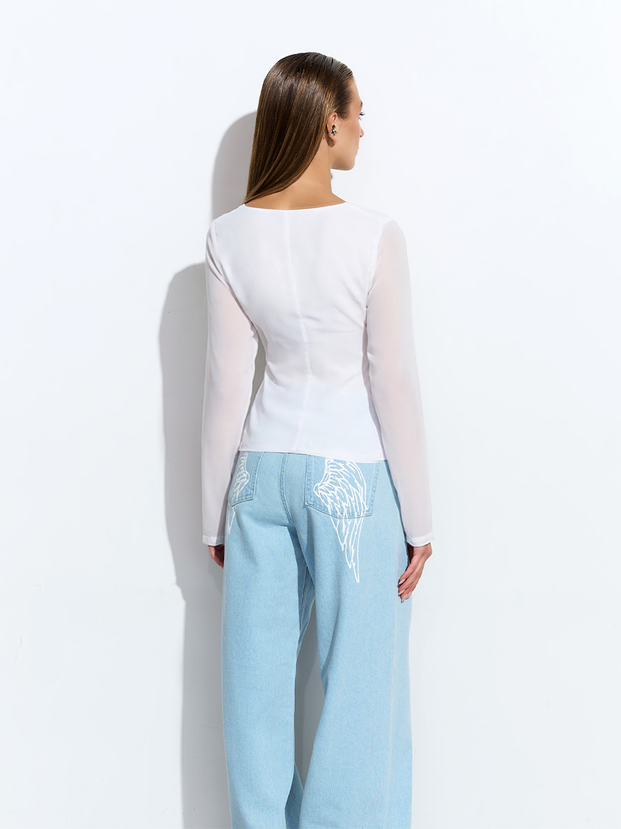 Блуза шифонова білого кольору у комплекті з навісом 1