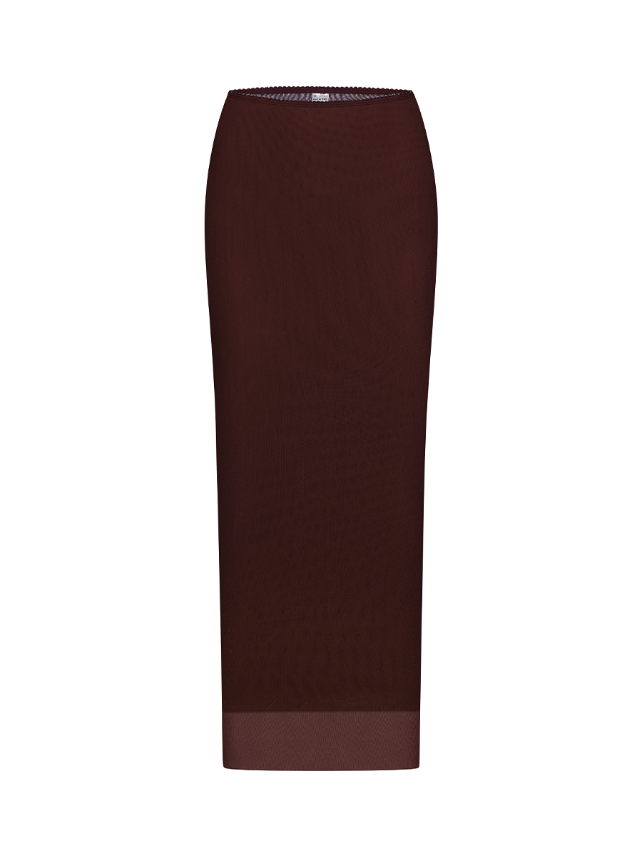 Спідниця міді коричневого кольору з сітки 1