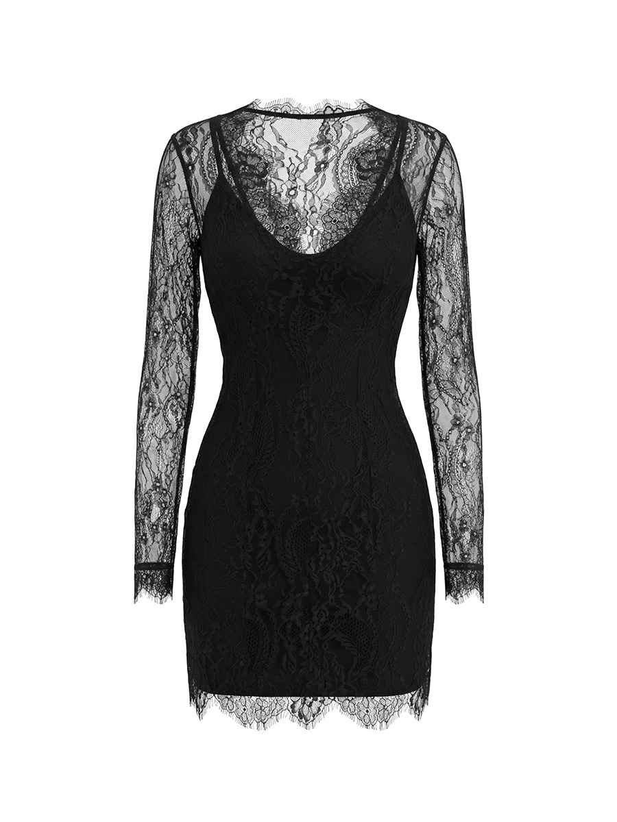 Сукня міні чорного кольору мереживна у комплекті 5