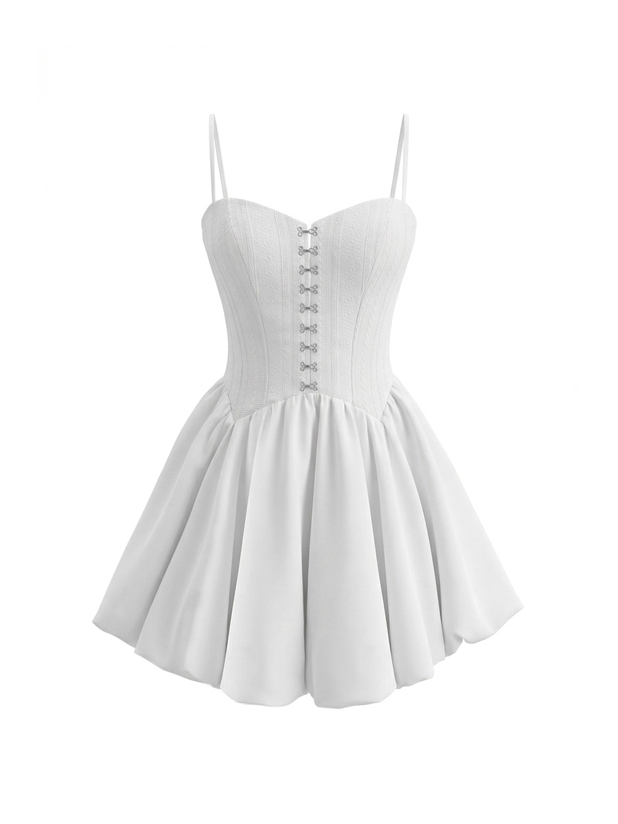 Сукня-вишиванка міні білого кольору на бретелях 1