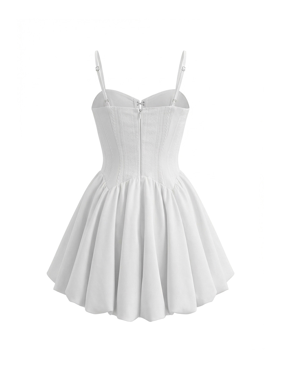 Сукня-вишиванка міні білого кольору на бретелях 1