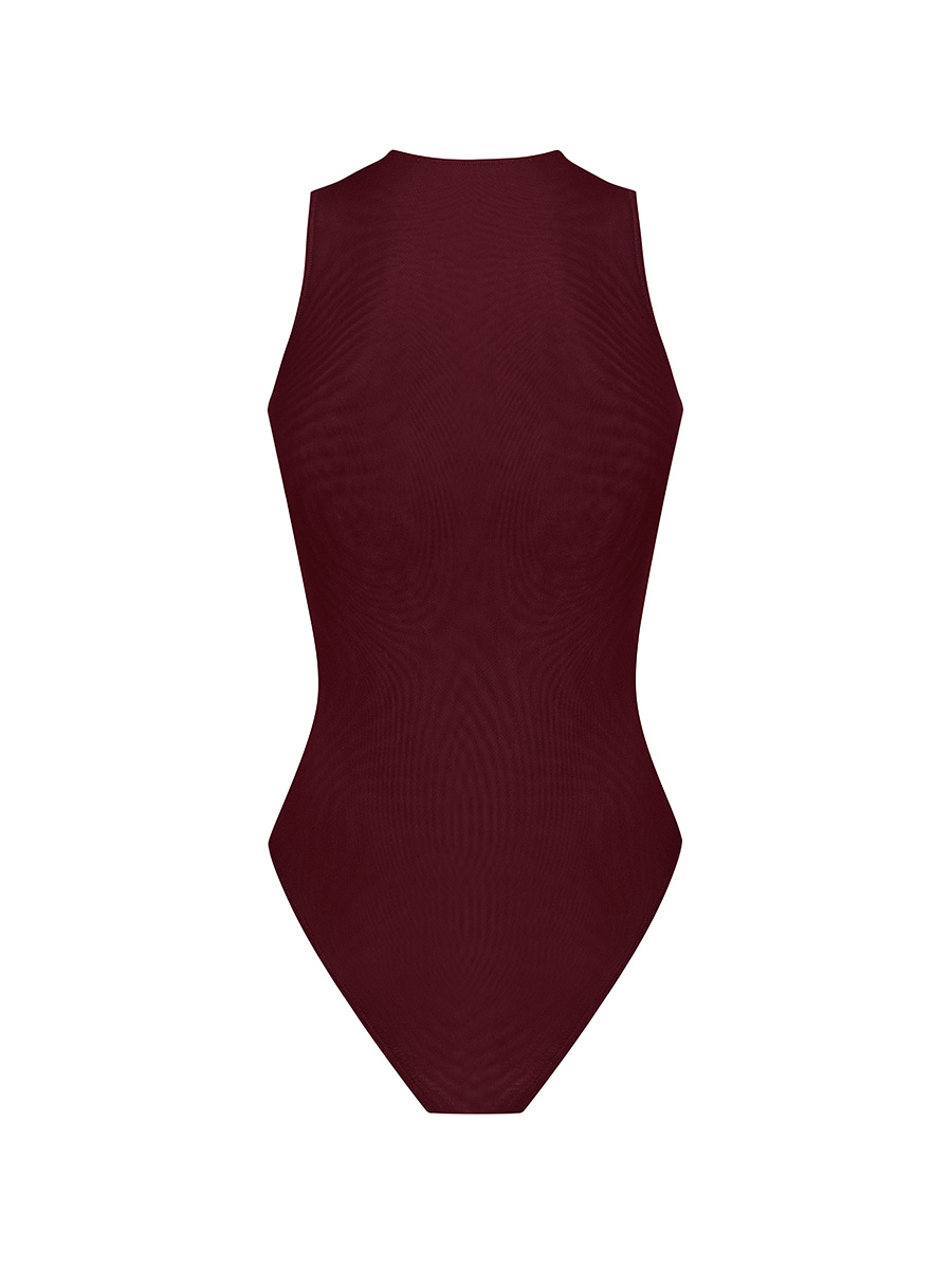 Боді з сітки бордового кольору без рукавів 2