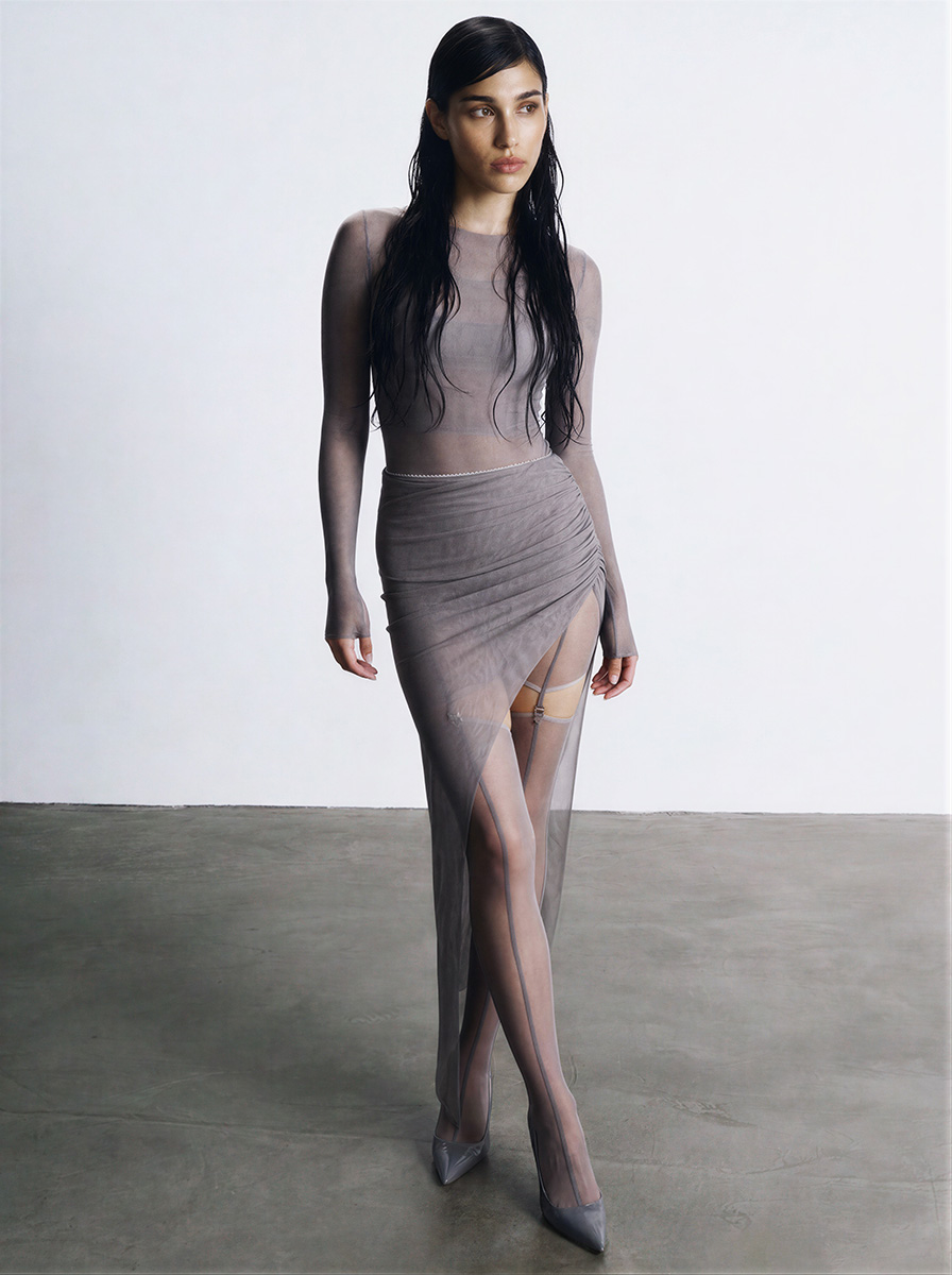 Спідниця міді сірого кольору асиметрична 1