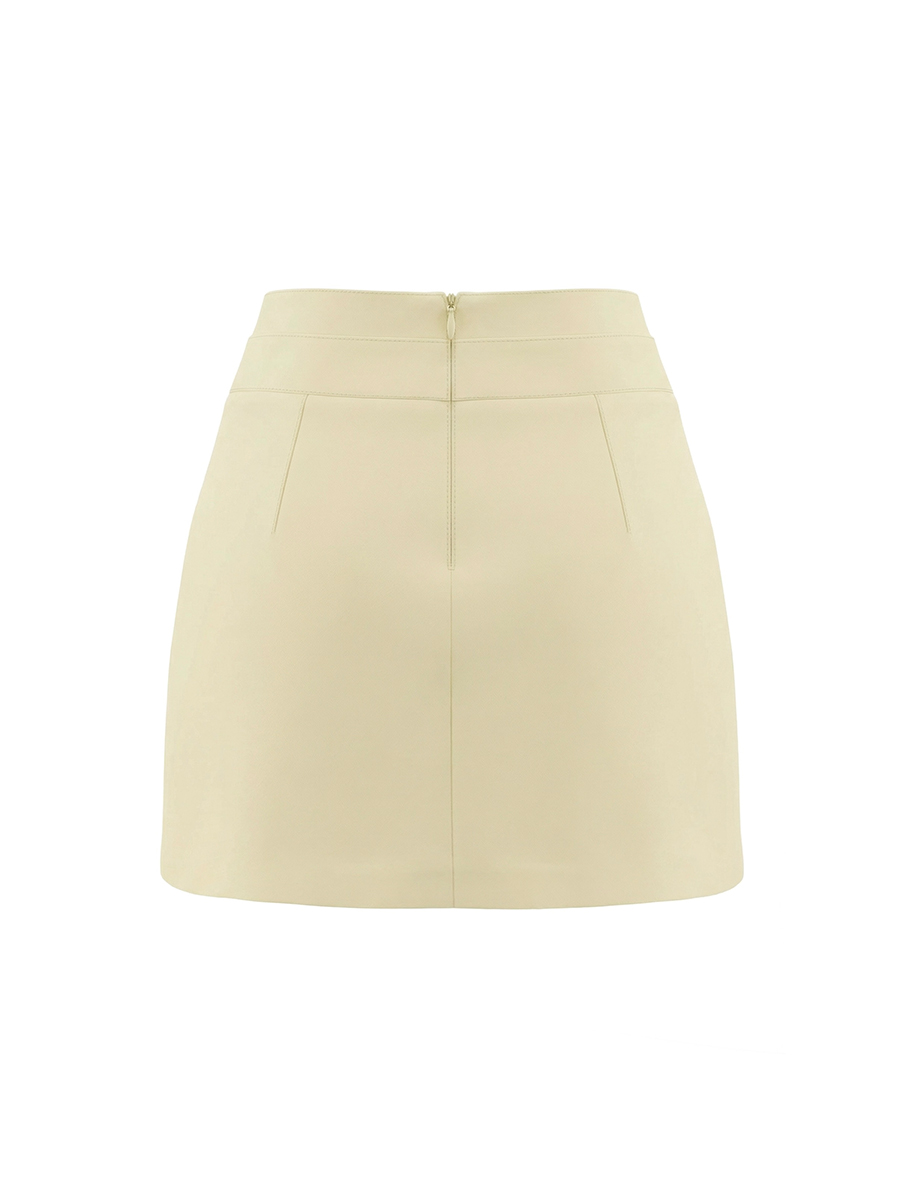 Спідниця міні світло-жовтого кольору з фігурною лінією талії 1