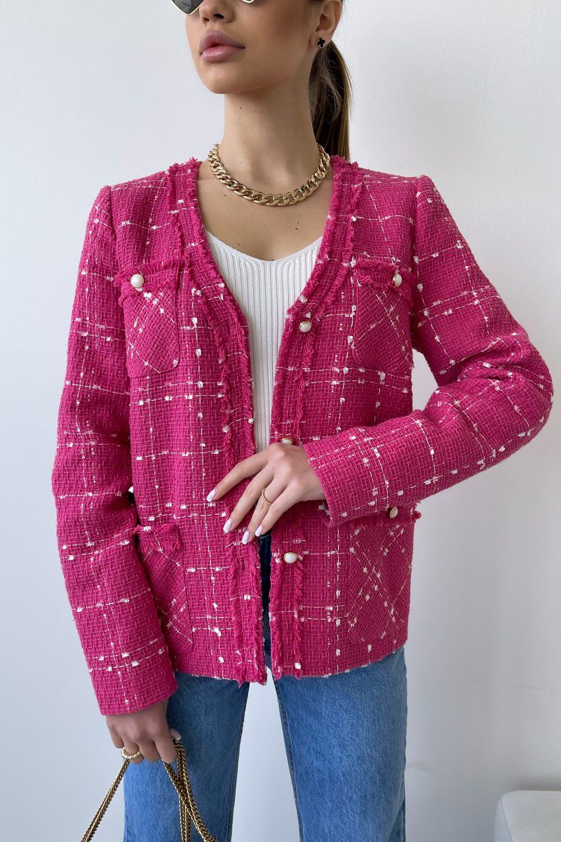 Піджак твідовий рожевого кольору 1