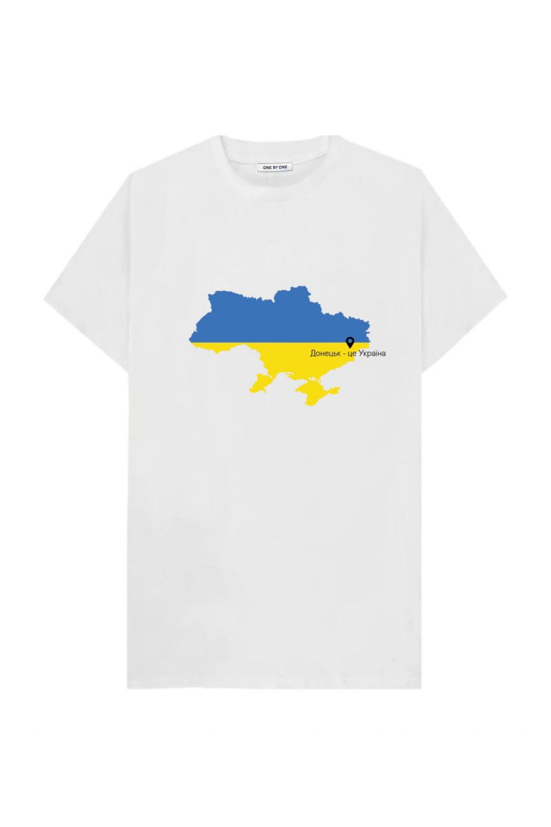 Футболка білого кольору з принтом Донецьк 1