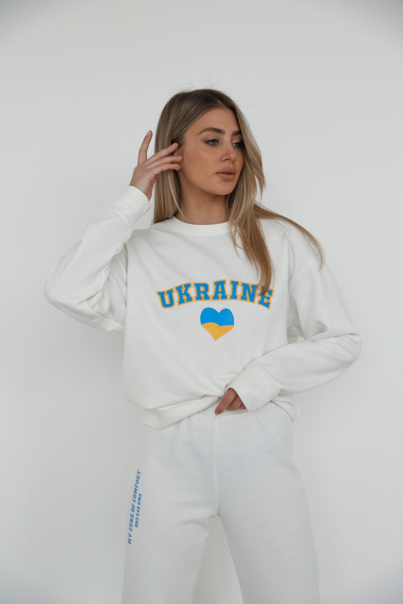 Світшот білого кольору з принтом Ukraine 1