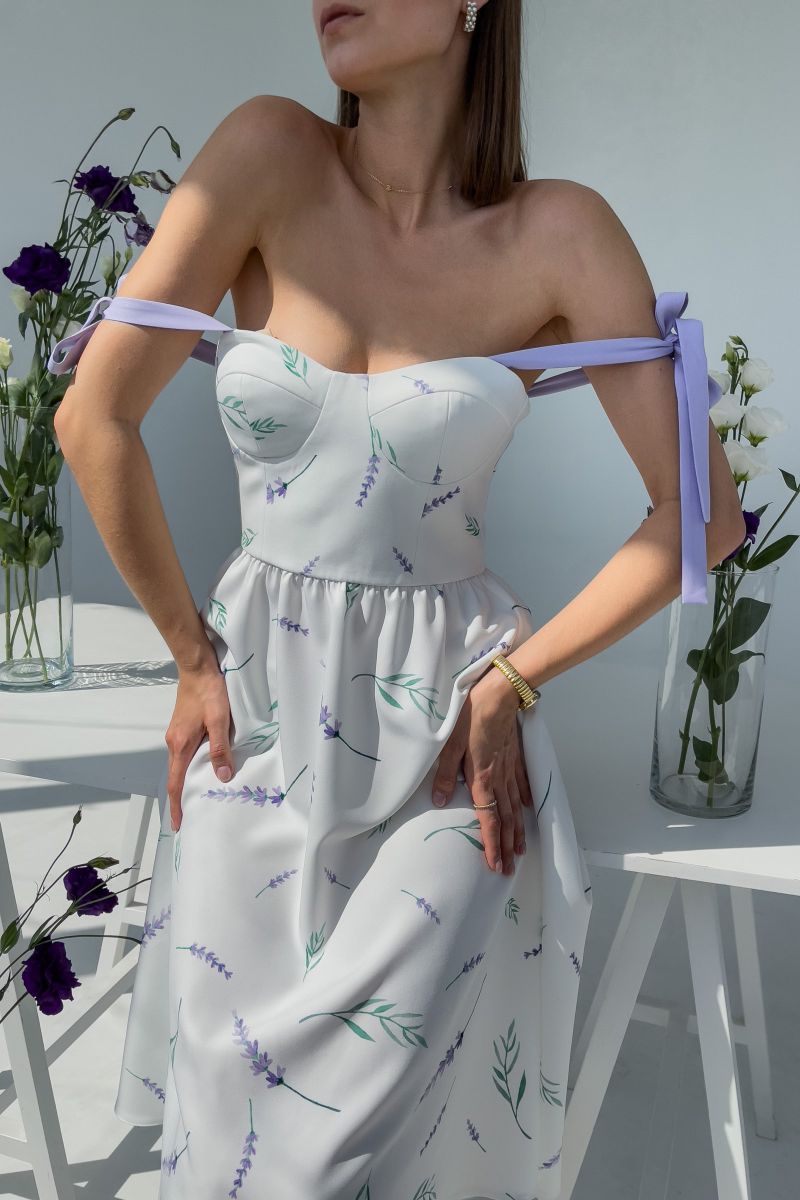 Сарафан міді Lavender білий з костюмної тканини 1