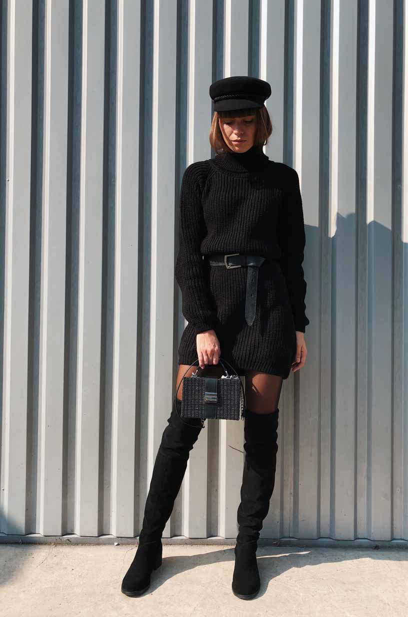 Платье-свитер чёрного цвета 1