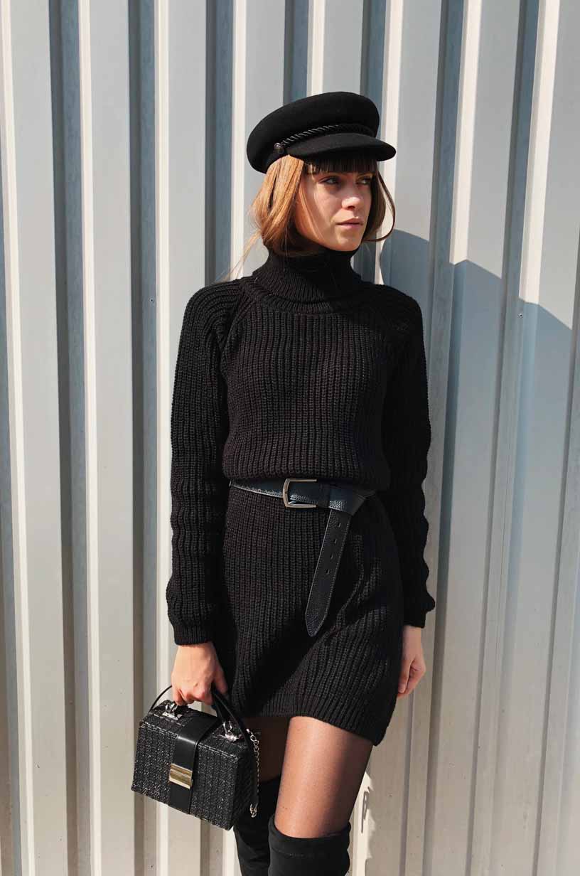 Платье-свитер чёрного цвета 4