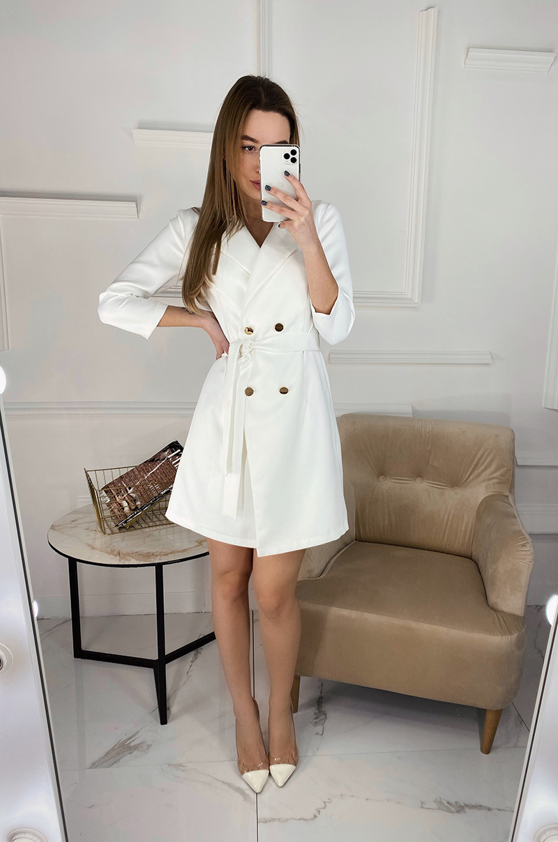 Платье пиджак белого цвета 3